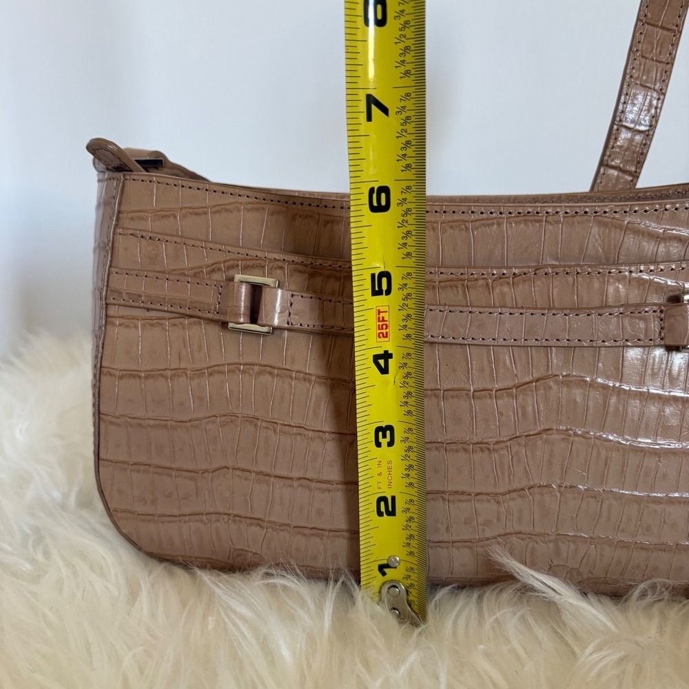 Etienne Aigner Vintage Tan Croc Embossed Leather Shoulder Bag 80033 - Picture 9 of 16